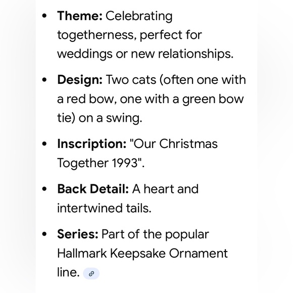 Vintage cat ornament Hallmark Our Christmas Together 1993 cat couple on a Swing - Picture 4 of 16